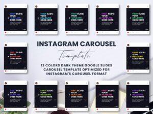Instagram Carousel Template | Instagram Post Template for Business and Coaches, 12 Colors Dark Theme Google Slides Carousel Template
