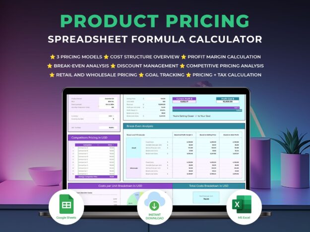 Product Pricing Spreadsheet Formula Calculator Google Sheets & Excel Product Pricing Spreadsheet Formula Calculator Google Sheets & Excel