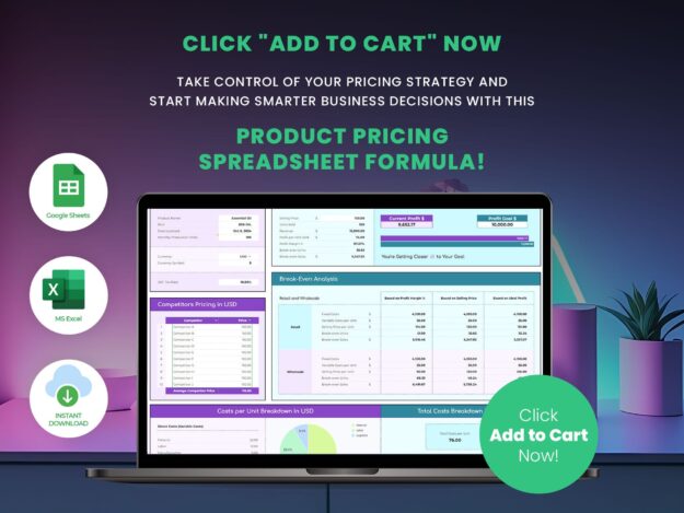 Product Pricing Spreadsheet Formula Calculator Google Sheets & Excel Product Pricing Spreadsheet Formula Calculator Google Sheets & Excel